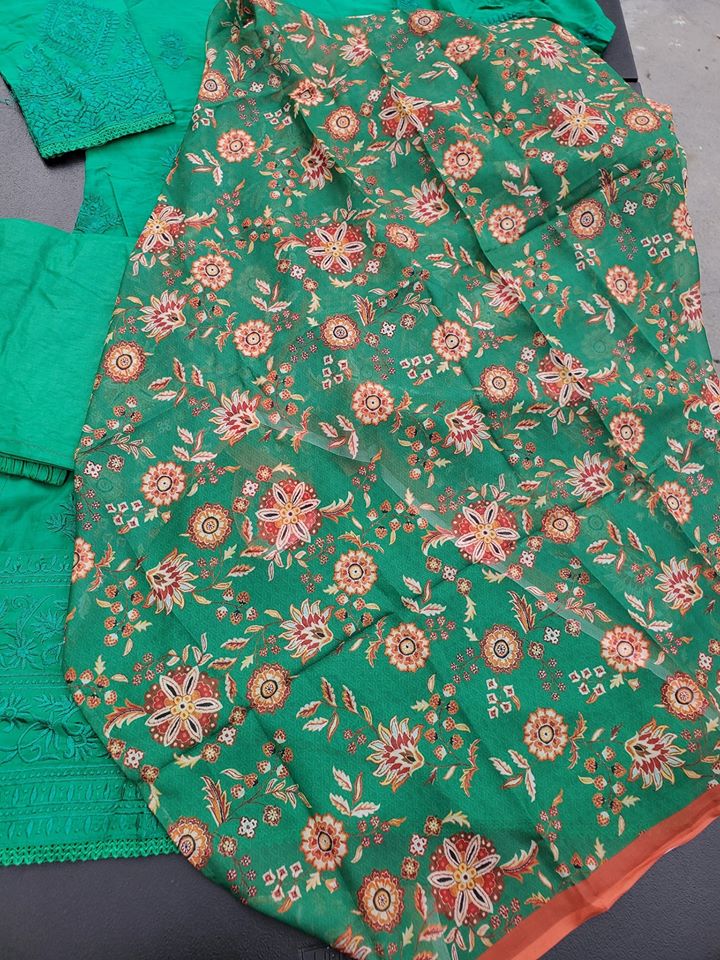 Indian Cotton Stitched Embroidery Suit Ready To Ship