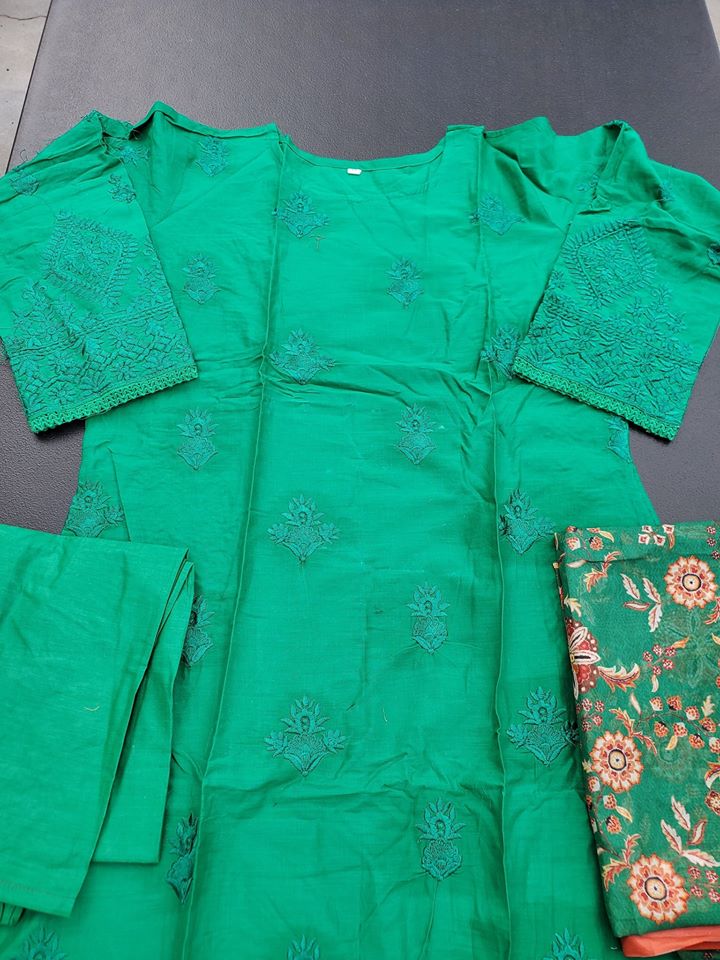 Indian Cotton Stitched Embroidery Suit Ready To Ship
