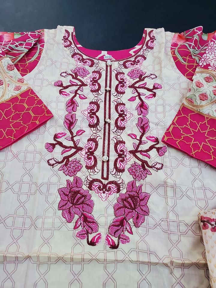Pakistani Stitched Embroidery Lawn Suit Ready To Ship