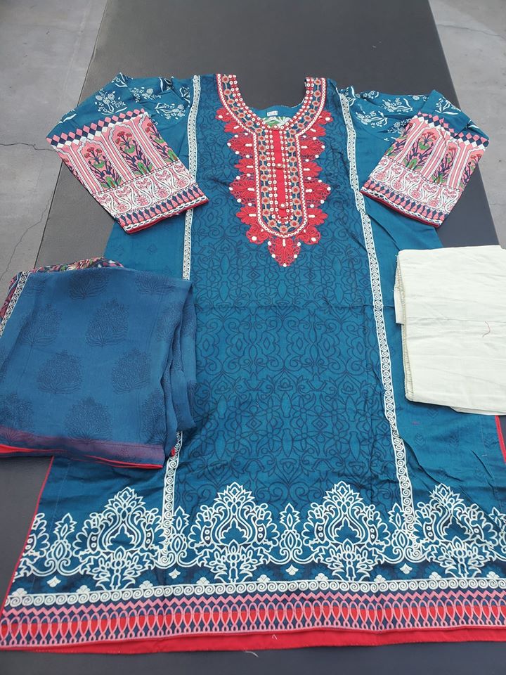 Pakistani Stitched Embroidery Lawn Suit Ready To Ship