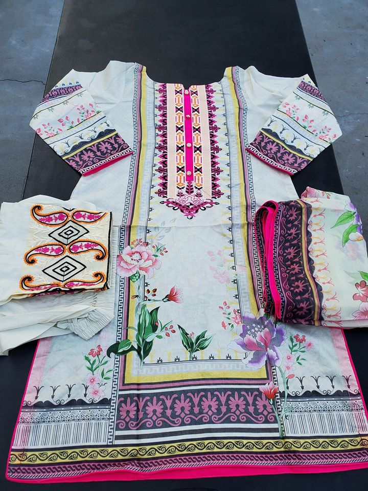 Pakistani Stitched Embroidery Lawn Suit Ready To Ship