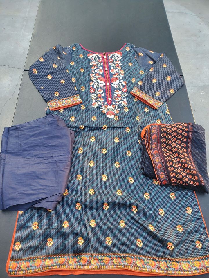 Pakistani Stitched Embroidery Lawn Suit Ready To Ship