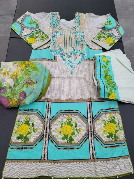 Pakistani Stitched Embroidery Lawn Suit Ready To Ship