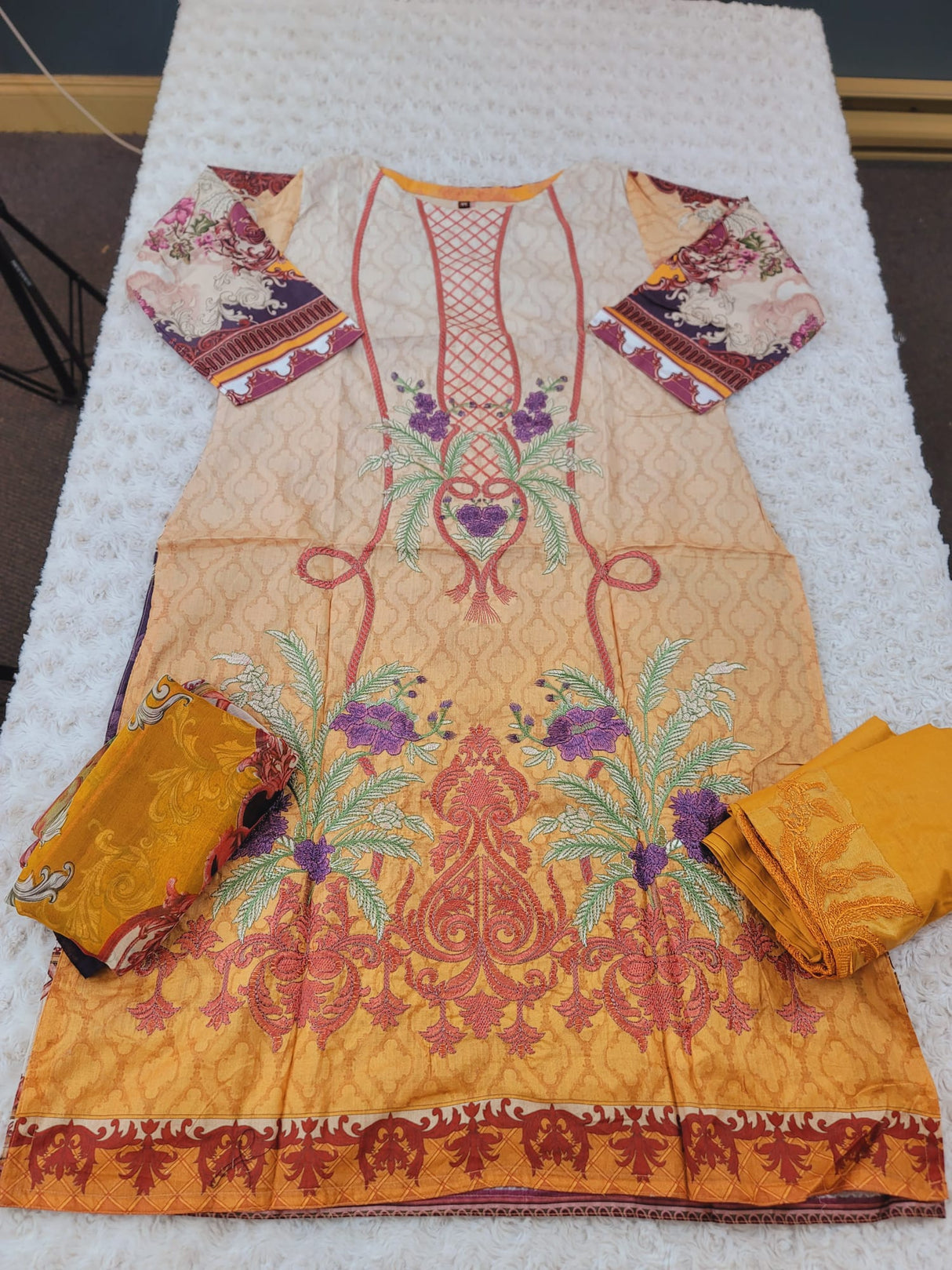 Indian Cotton Stitched Embroidery Suit Ready To Ship