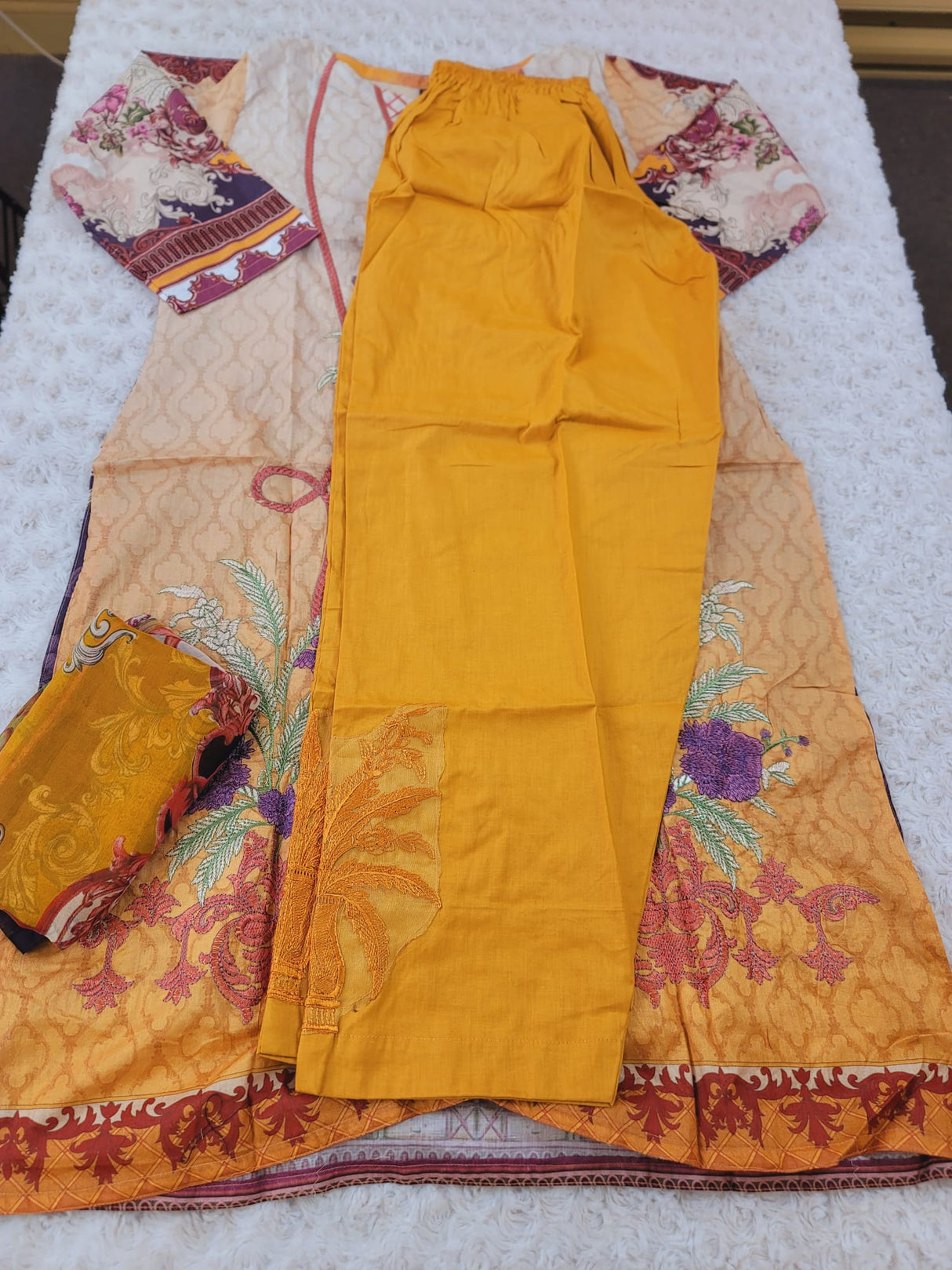 Indian Cotton Stitched Embroidery Suit Ready To Ship