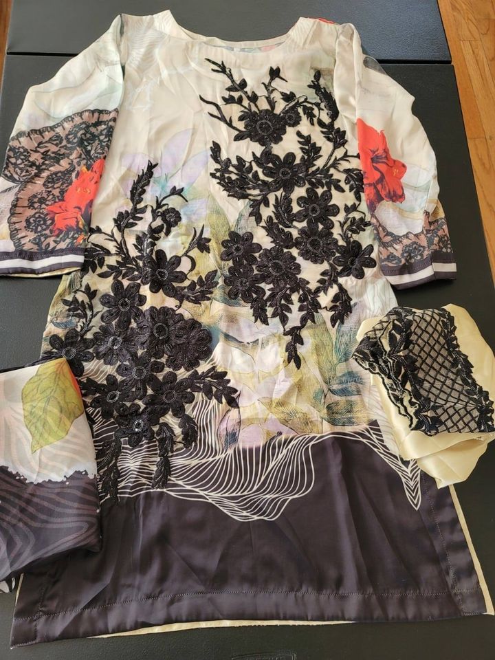 Pakistani Stitched Embroidery Silk Suit Ready To Ship