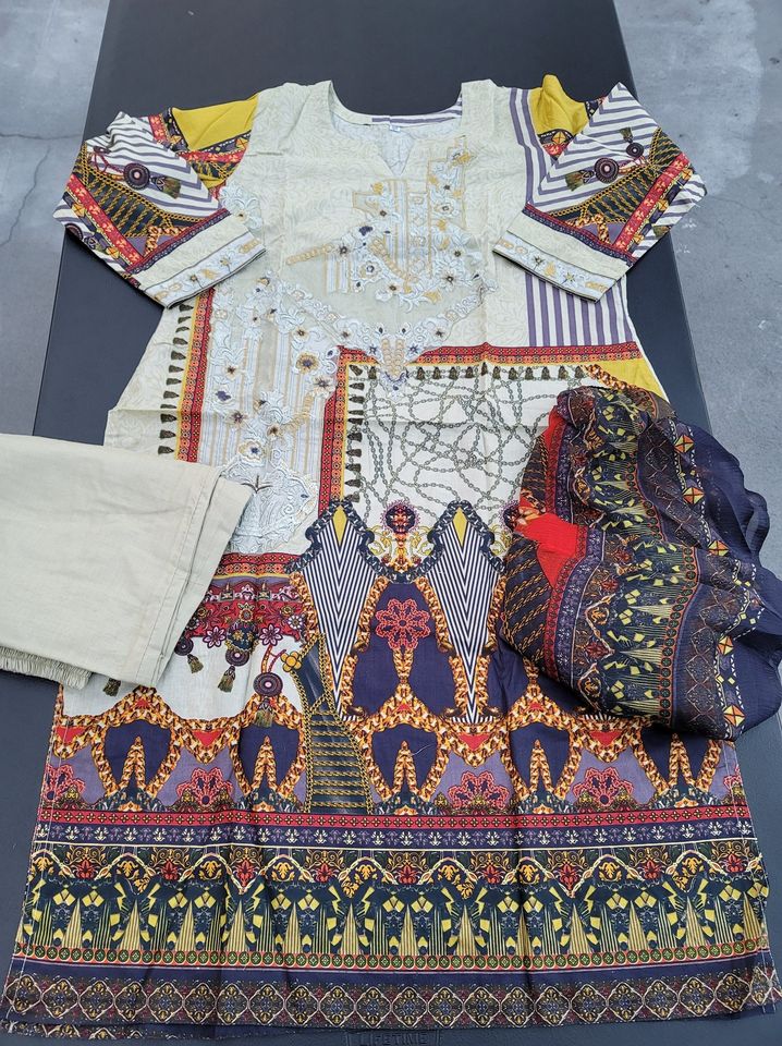 indian Stitched Embroidery Cotton Suit Ready To Ship