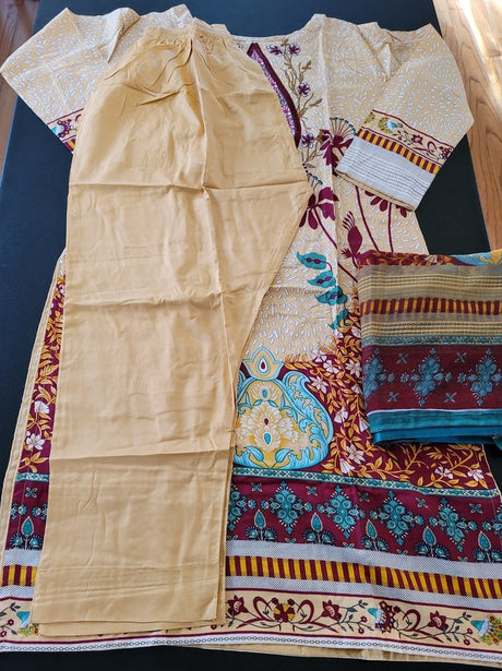 Pakistani linen Embroidered Salwar kameez Ready To Ship