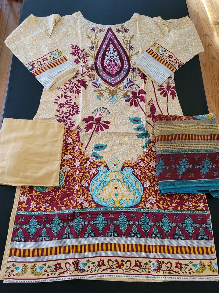 Pakistani linen Embroidered Salwar kameez Ready To Ship