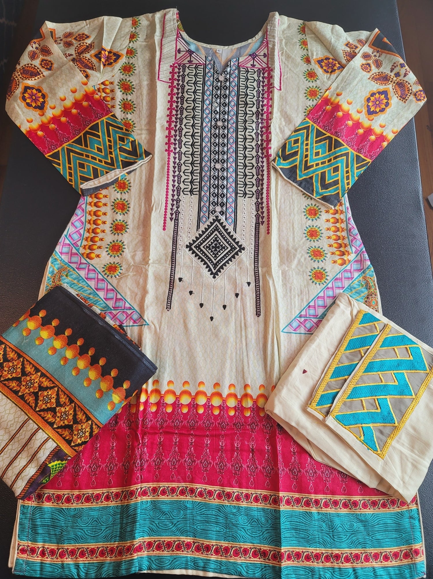 Pakistani linen Embroidered Salwar kameez Ready To Ship