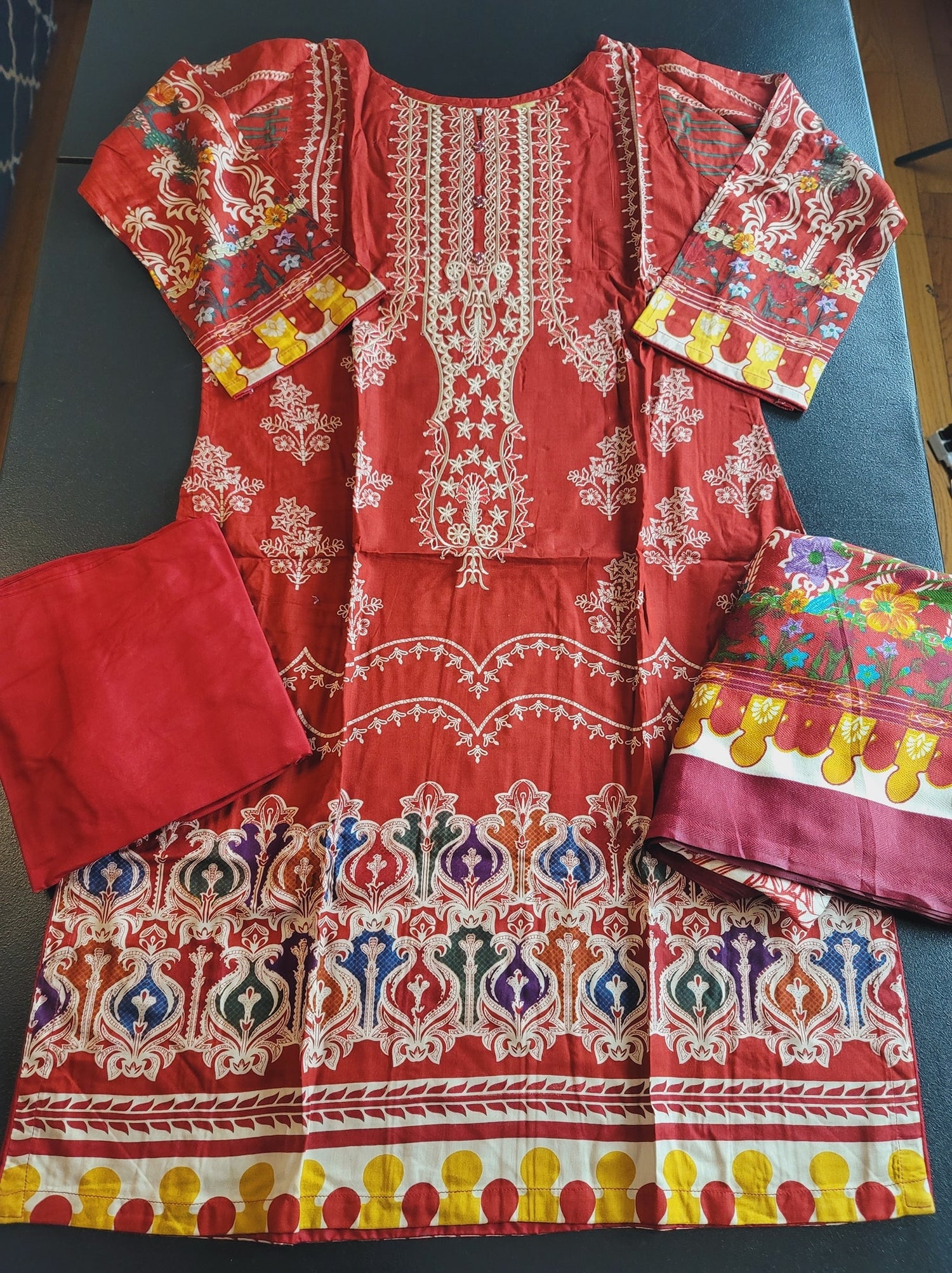 Pakistani linen Embroidered Salwar kameez Ready To Ship