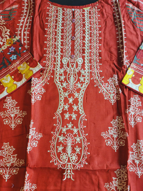 Pakistani linen Embroidered Salwar kameez Ready To Ship