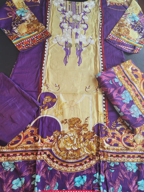 Pakistani linen Embroidered Salwar kameez Ready To Ship