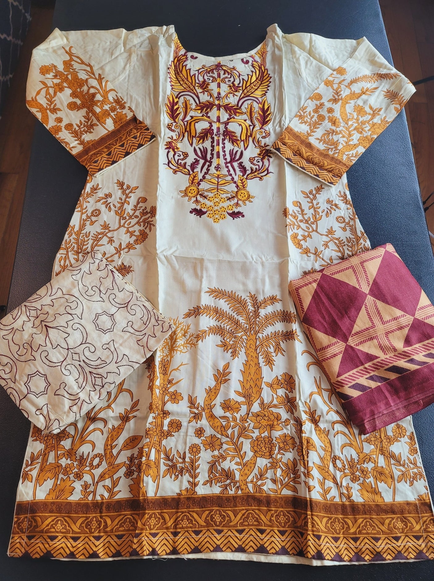 Pakistani linen Embroidered Salwar kameez Ready To Ship