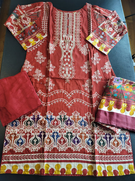 Pakistani linen Embroidered Salwar kameez Ready To Ship