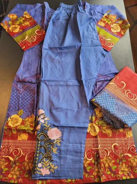 Pakistani linen Embroidered Salwar kameez Ready To Ship