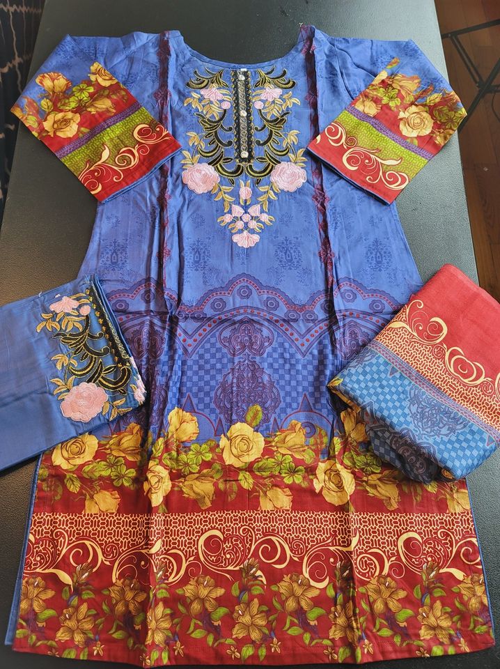 Pakistani linen Embroidered Salwar kameez Ready To Ship