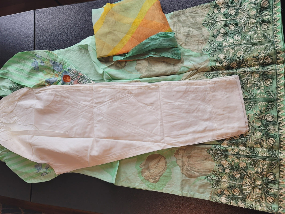 Indian Cotton Stitched Embroidery Suit Ready To Ship