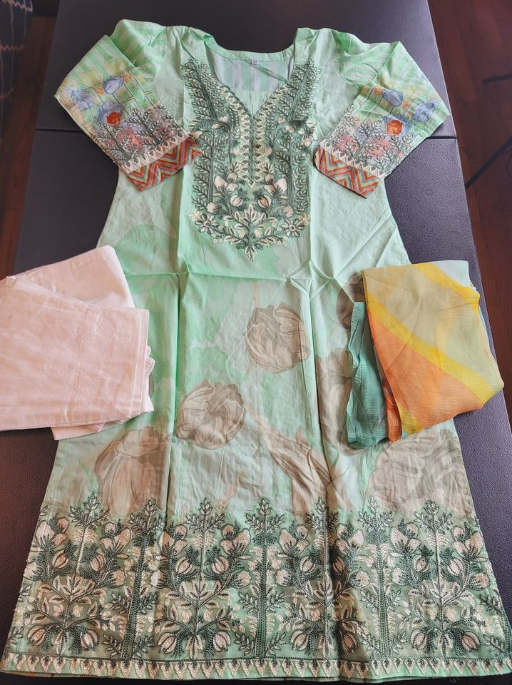 Indian Cotton Stitched Embroidery Suit Ready To Ship