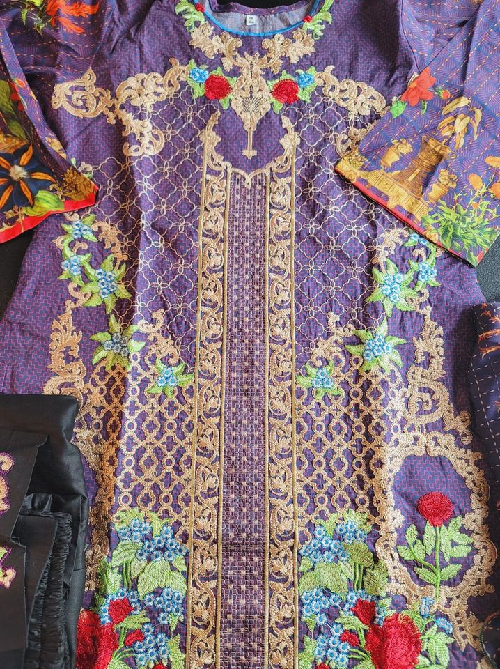 indian Stitched Embroidery Cotton Suit Ready To Ship