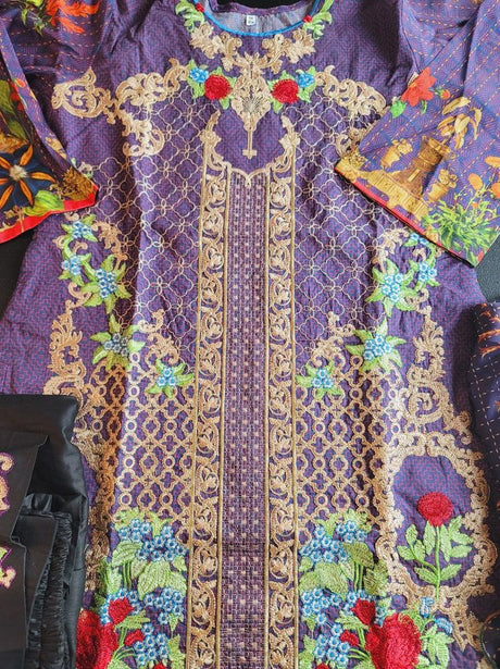 indian Stitched Embroidery Cotton Suit Ready To Ship
