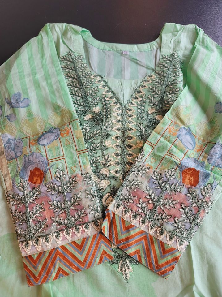 Indian Cotton Stitched Embroidery Suit Ready To Ship