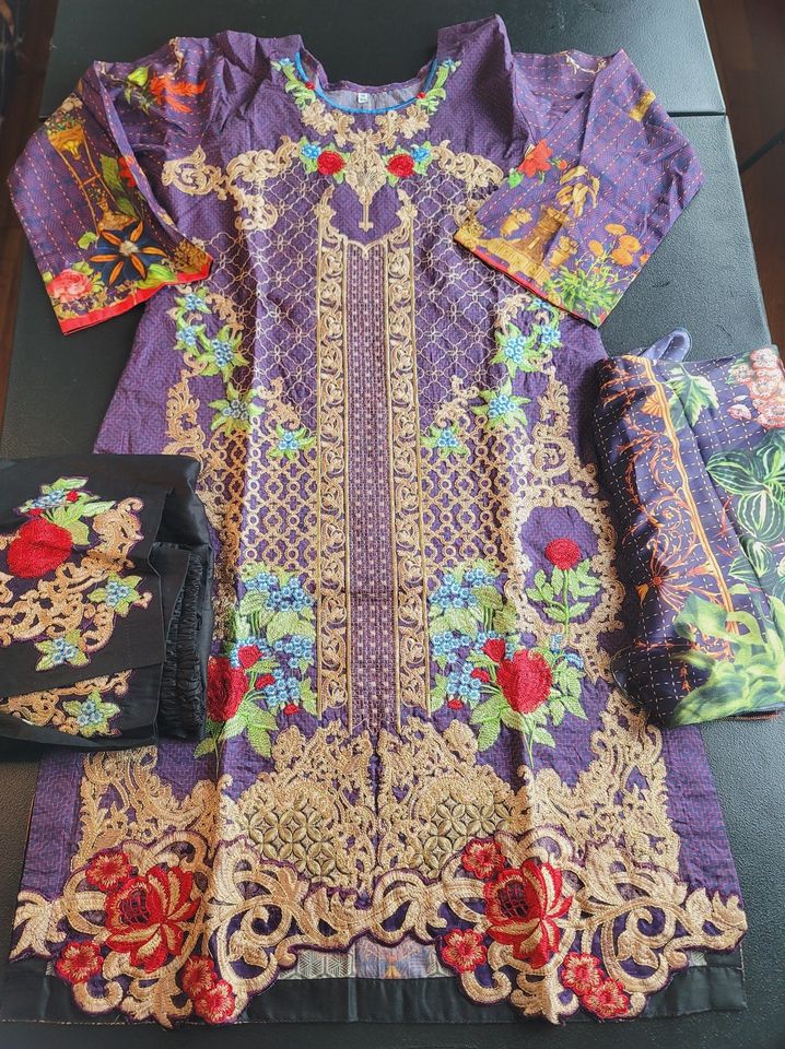 indian Stitched Embroidery Cotton Suit Ready To Ship