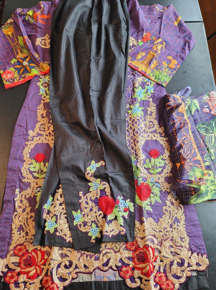 indian Stitched Embroidery Cotton Suit Ready To Ship