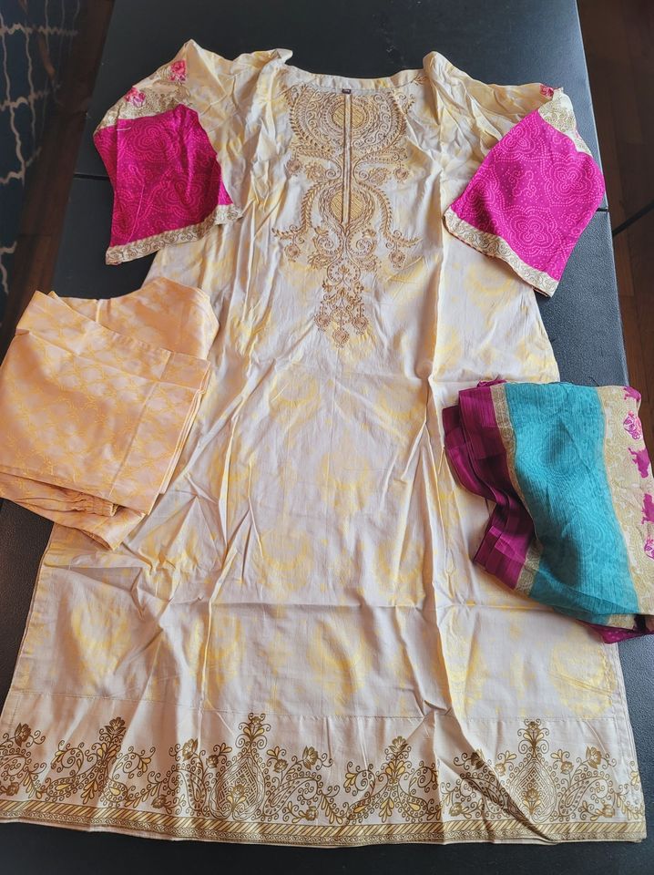 indian Stitched Embroidery Cotton Suit Ready To Ship