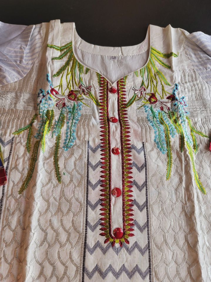 Indian Cotton Stitched Embroidery Suit Ready To Ship