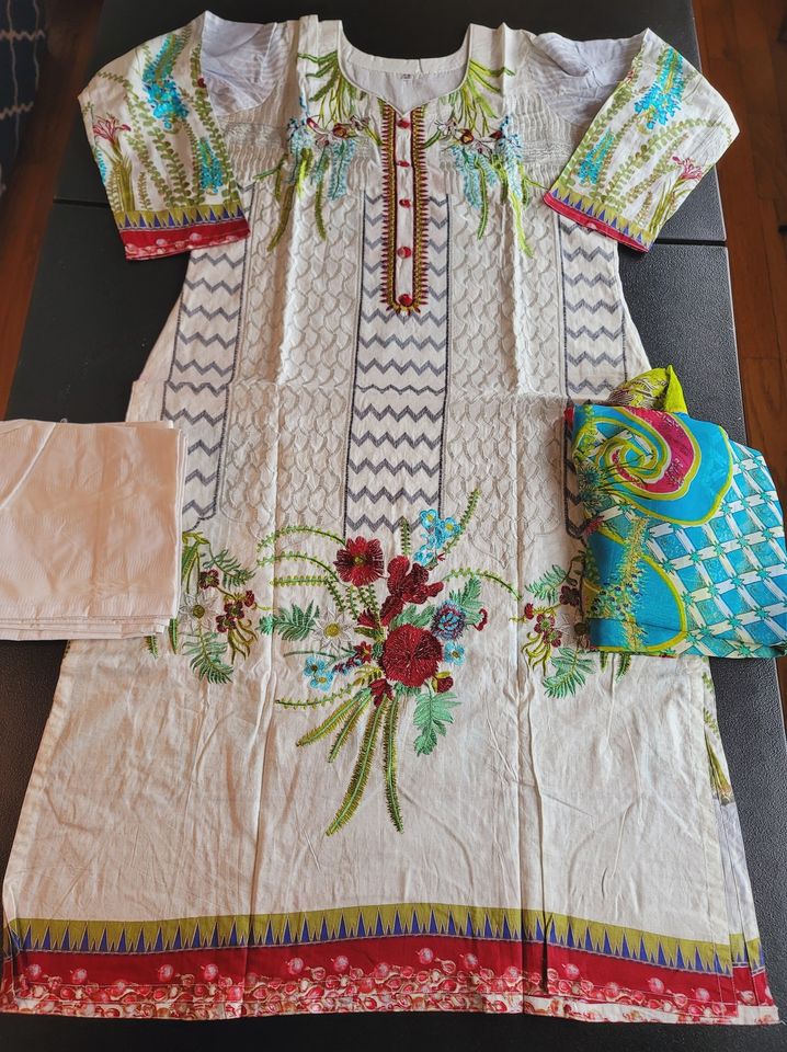 Indian Cotton Stitched Embroidery Suit Ready To Ship