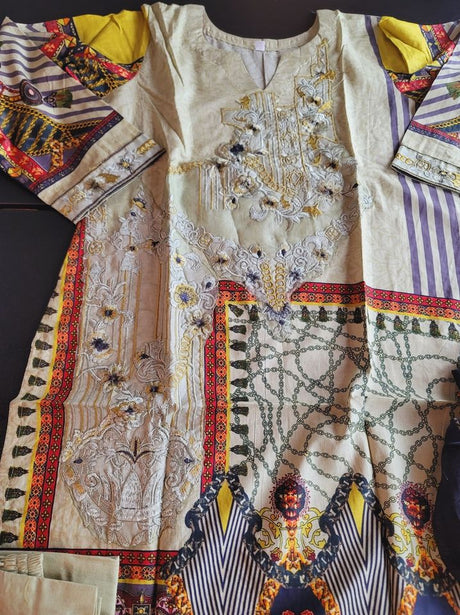 Indian Cotton Stitched Embroidery Suit Ready To Ship