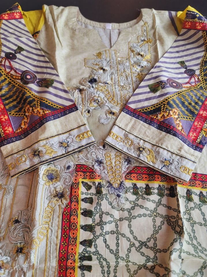 Indian Cotton Stitched Embroidery Suit Ready To Ship