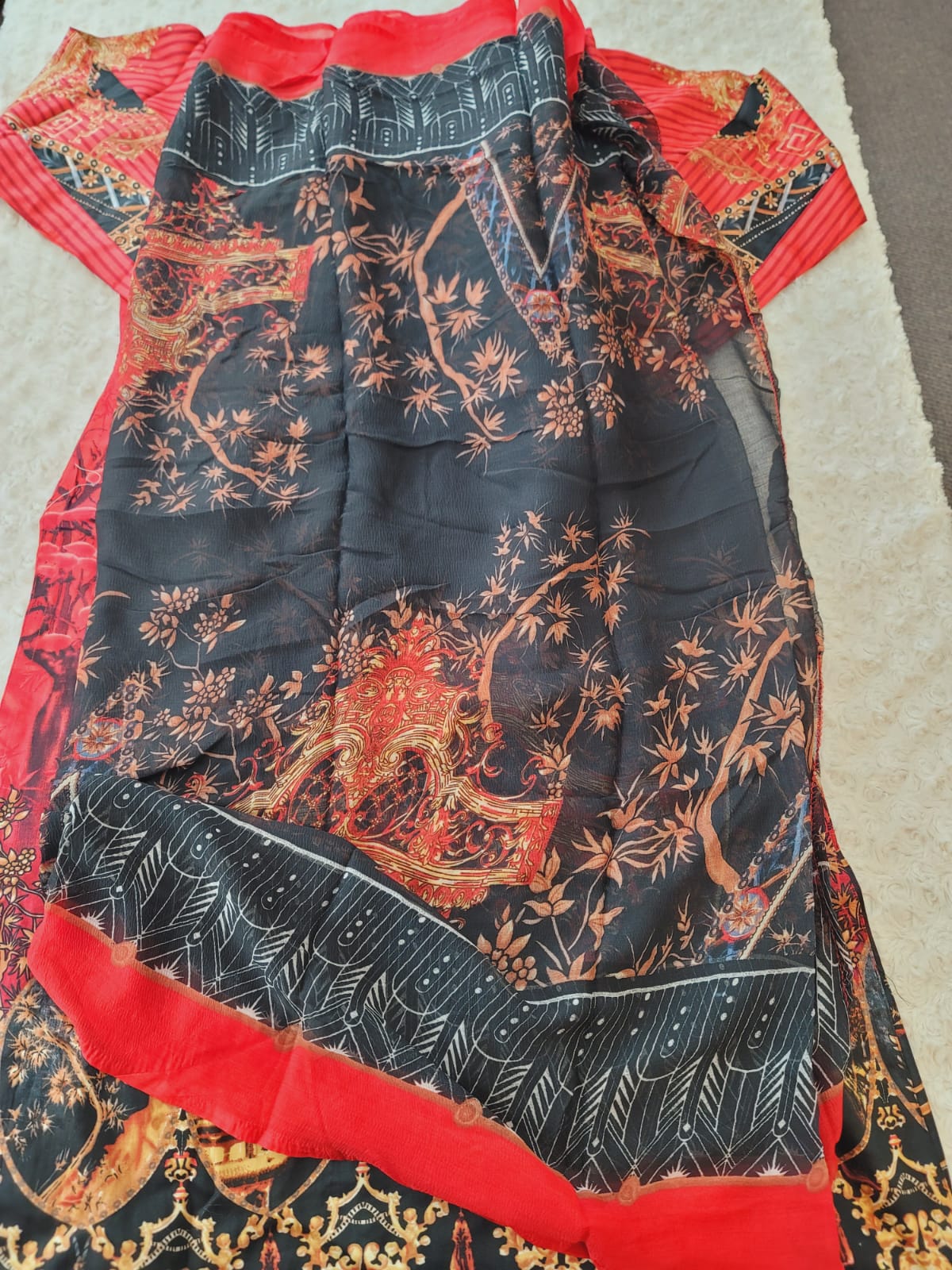 Indian Cotton Stitched Embroidery Suit Ready To Ship