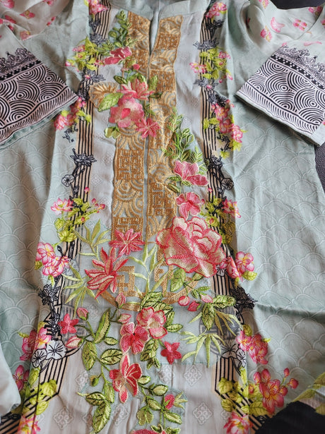 Indian Cotton Stitched Embroidery Suit Ready To Ship