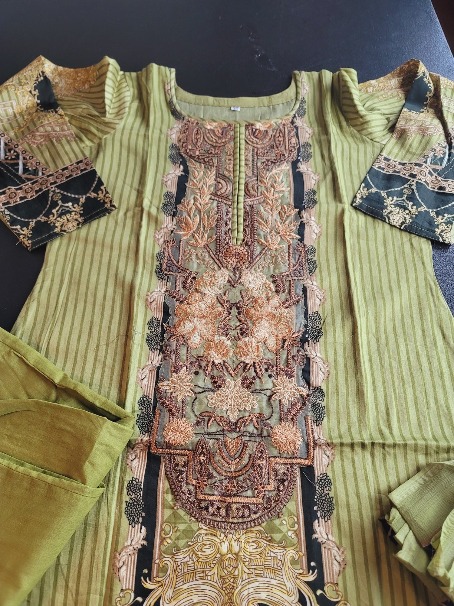 Indian Cotton Stitched Embroidery Suit Ready To Ship