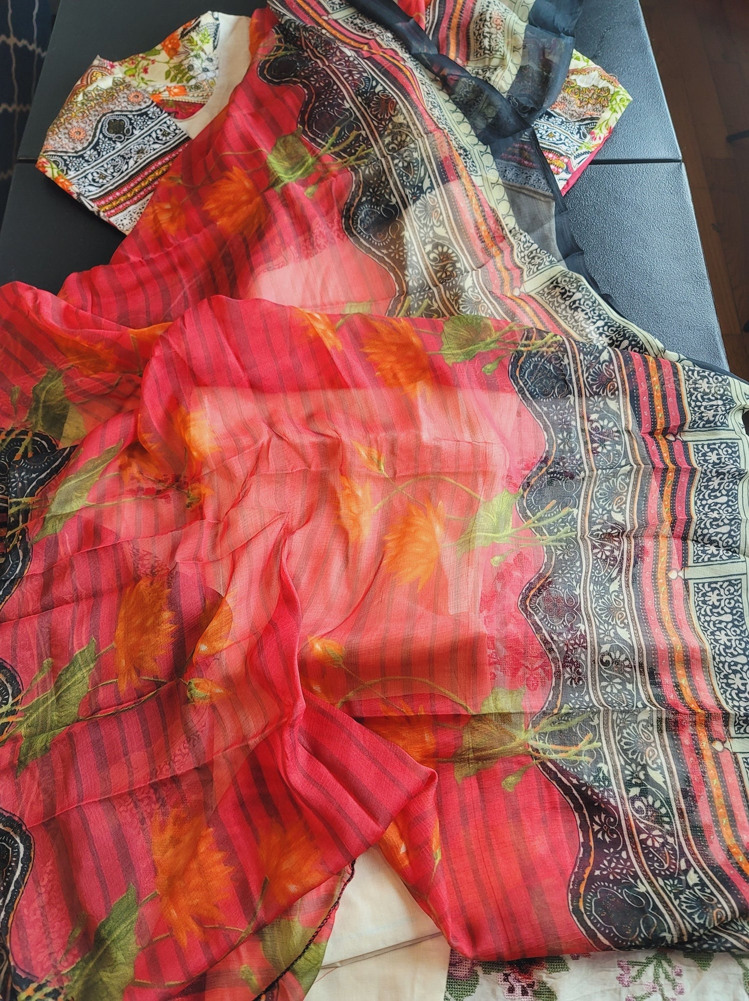 Indian Cotton Stitched Embroidery Suit Ready To Ship