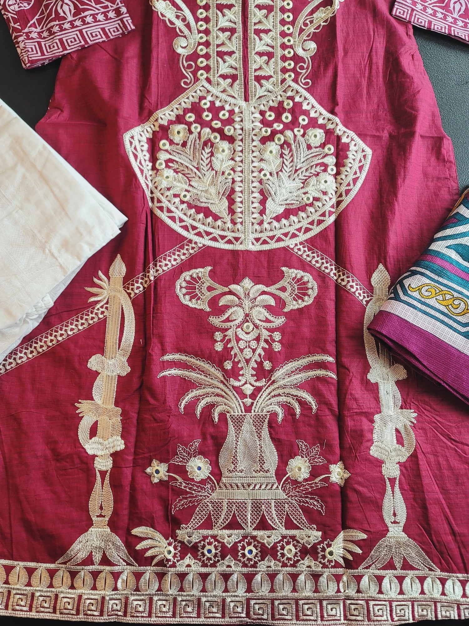 Indian Cotton Stitched Embroidery Suit Ready To Ship