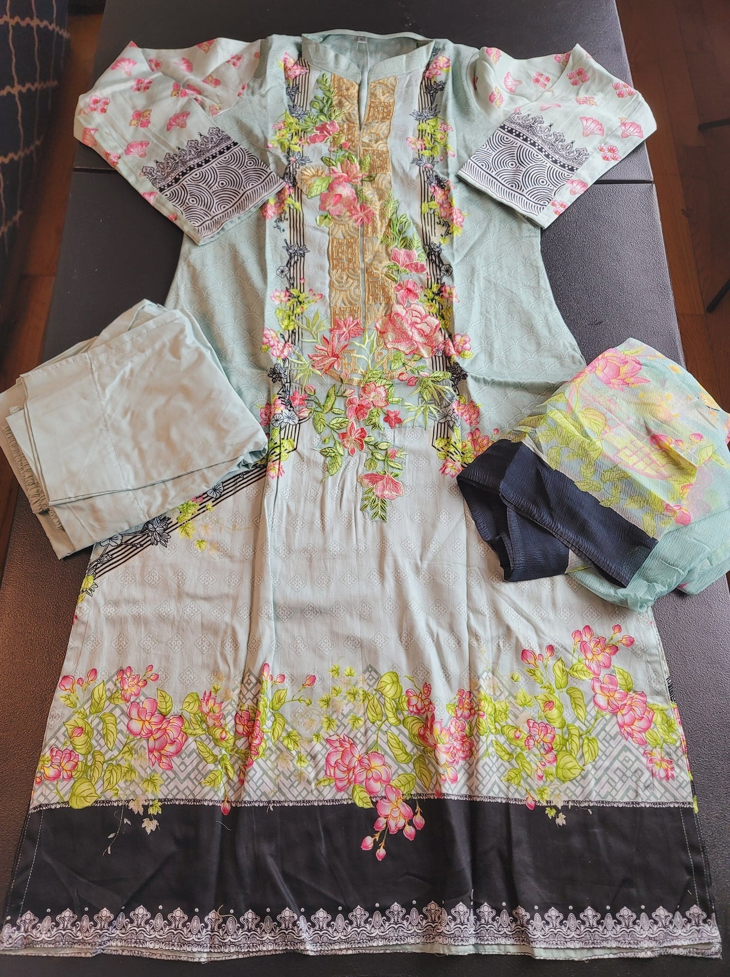 Indian Cotton Stitched Embroidery Suit Ready To Ship