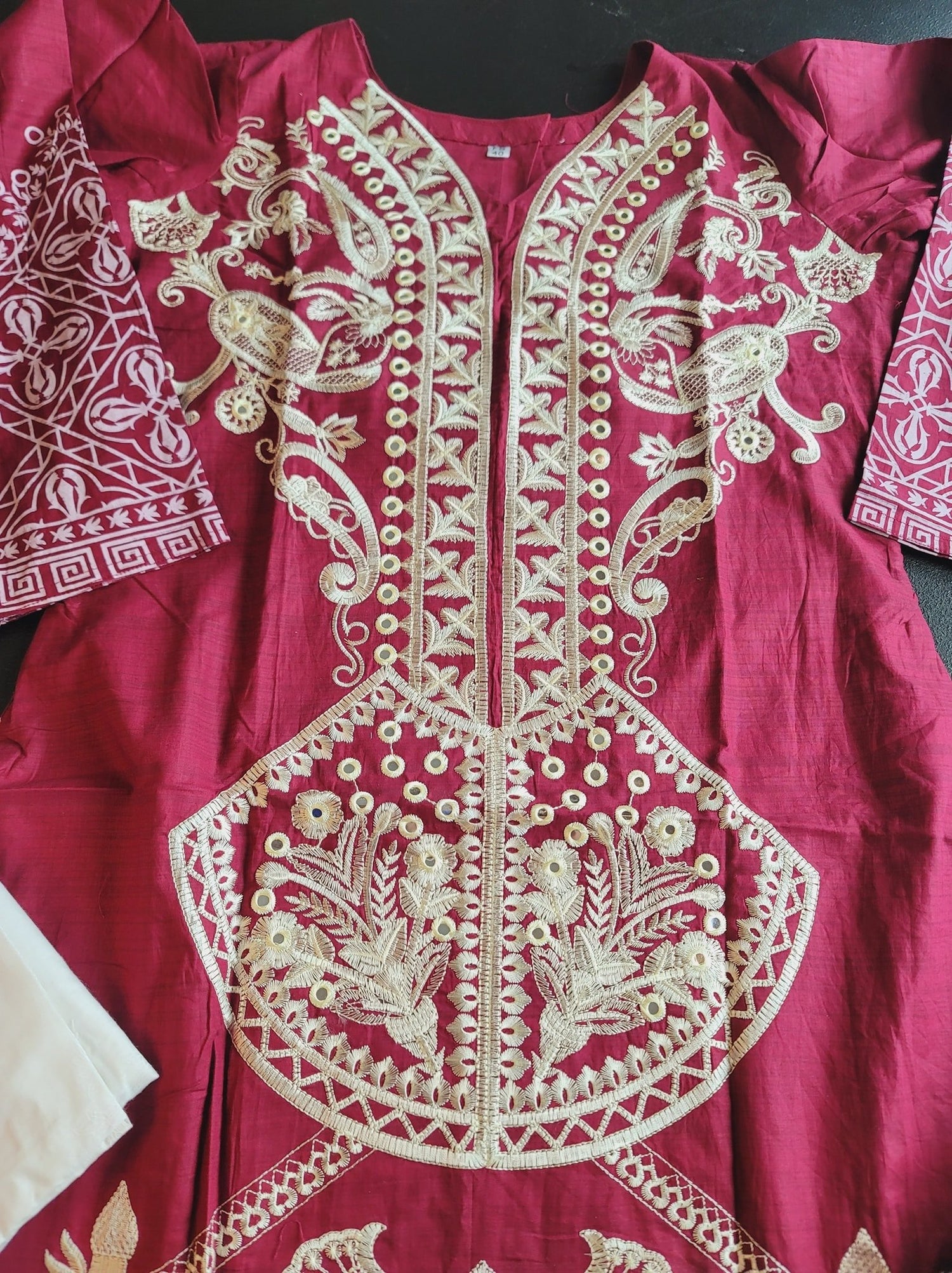 Indian Cotton Stitched Embroidery Suit Ready To Ship