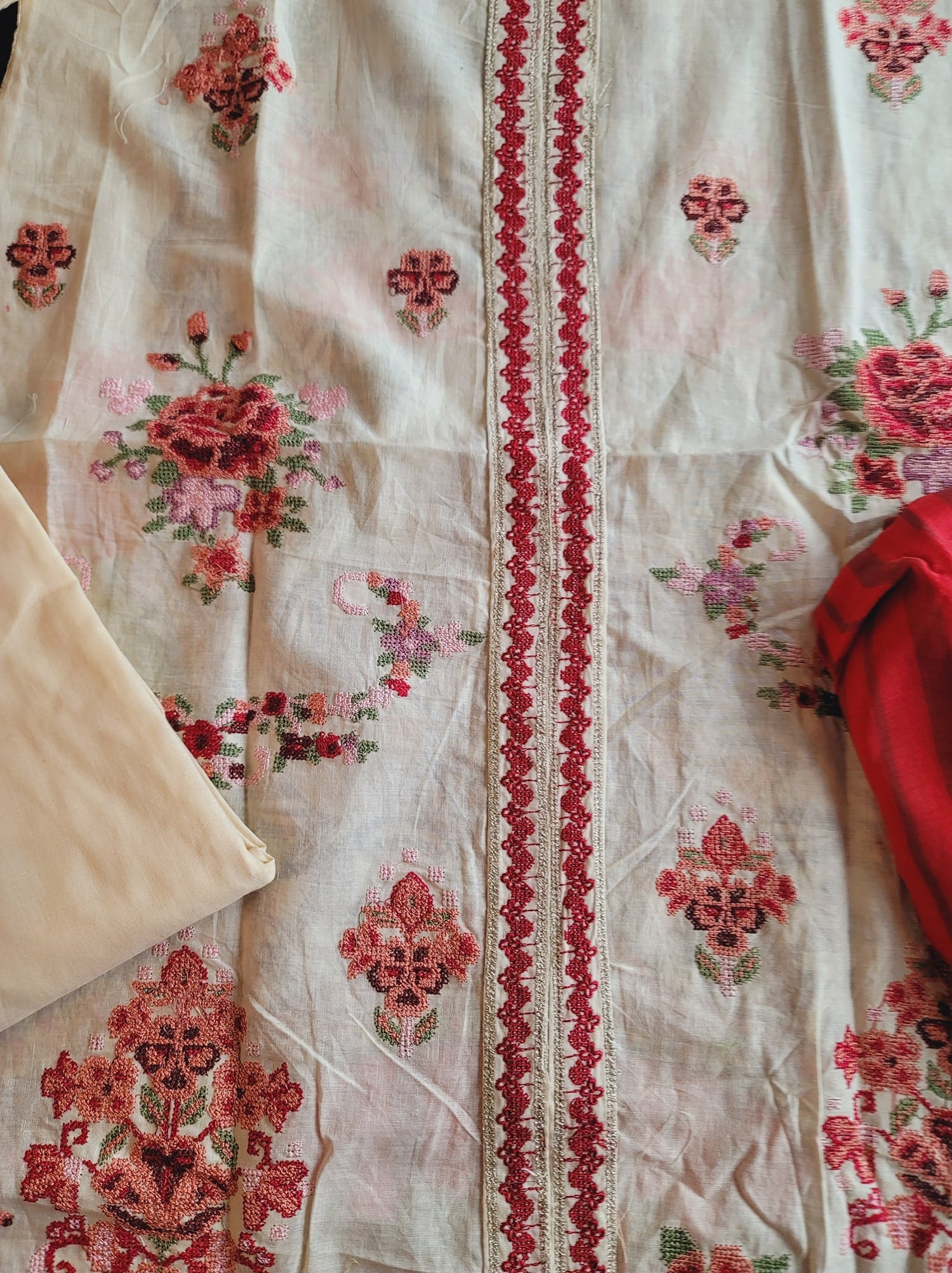 Indian Cotton Stitched Embroidery Suit Ready To Ship