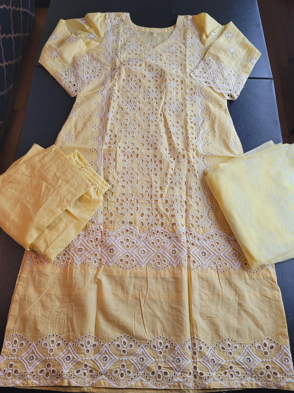 Indian Cotton Stitched Embroidery Suit Ready To Ship