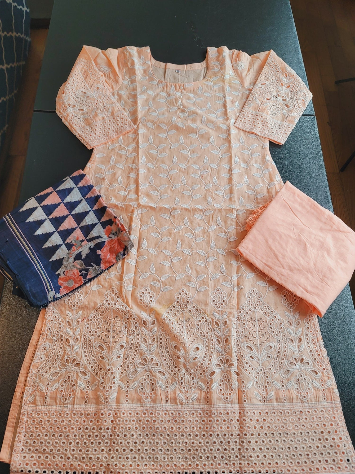 Indian Cotton Stitched Embroidery Suit Ready To Ship