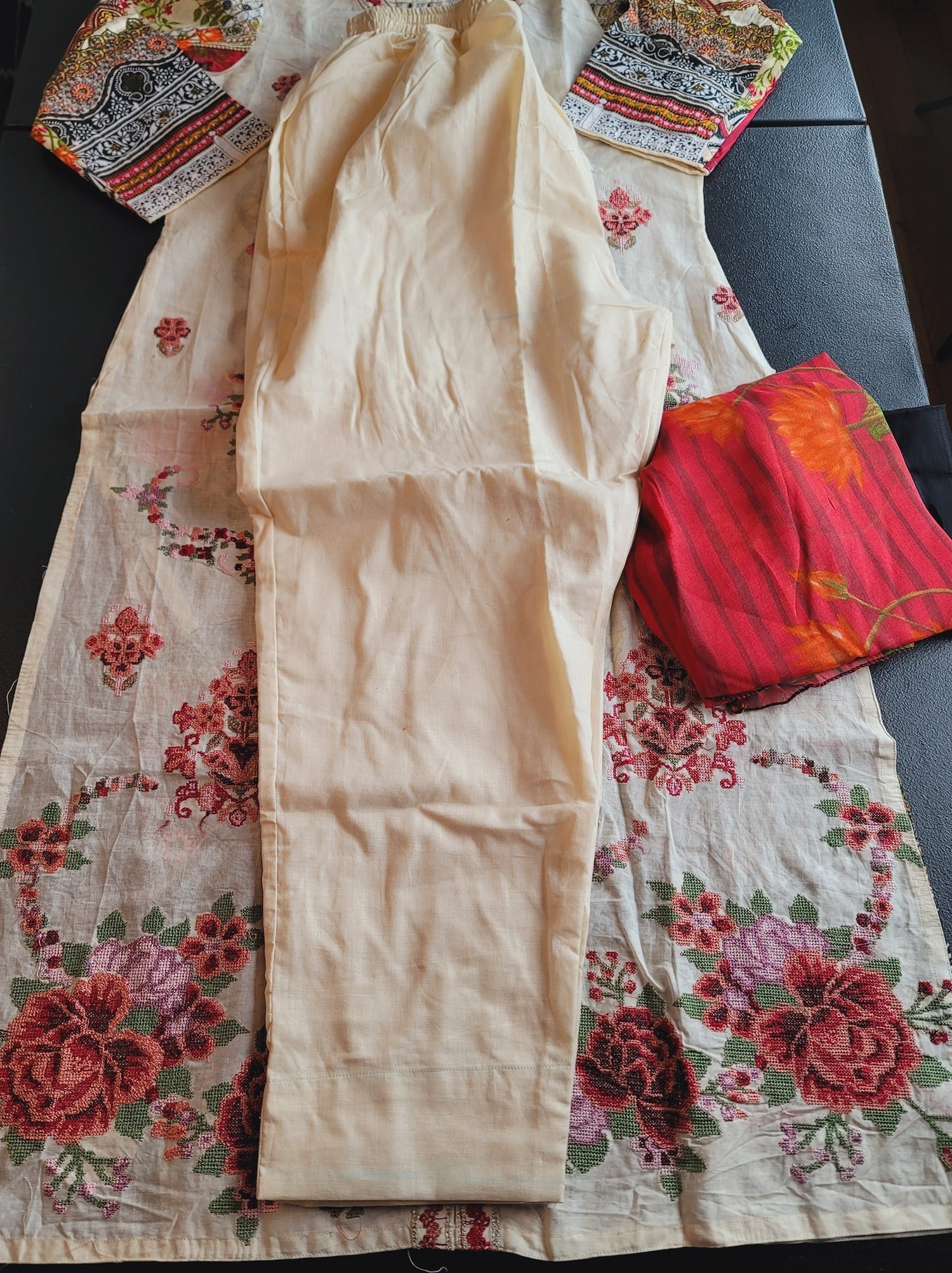 Indian Cotton Stitched Embroidery Suit Ready To Ship