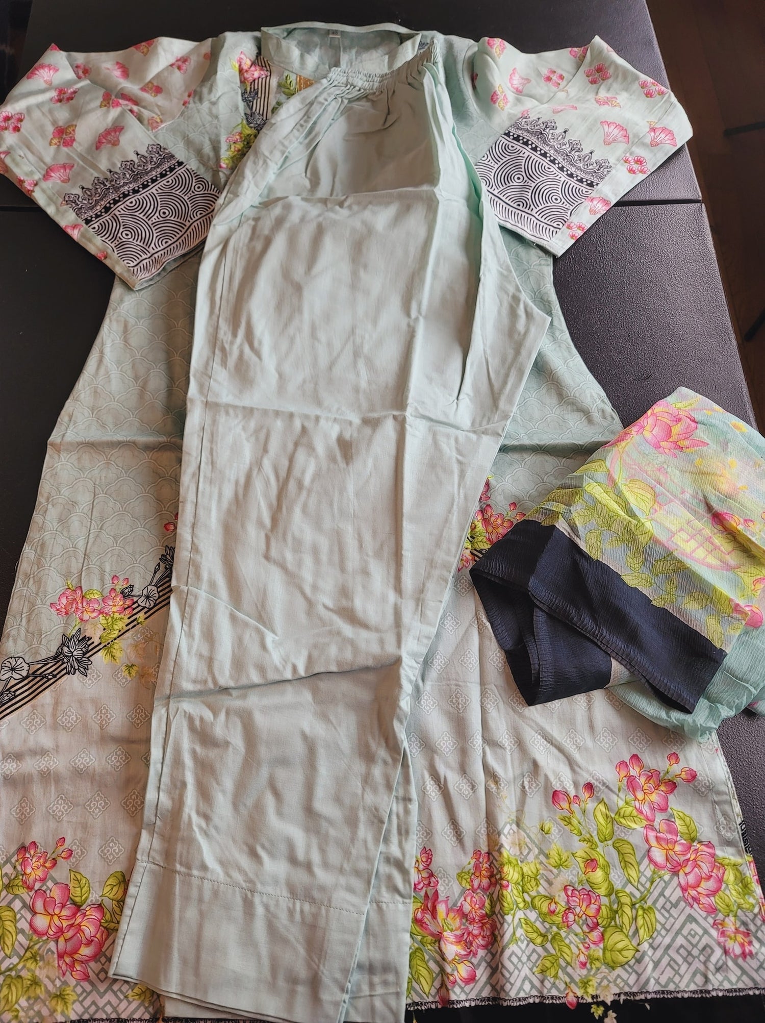 Indian Cotton Stitched Embroidery Suit Ready To Ship