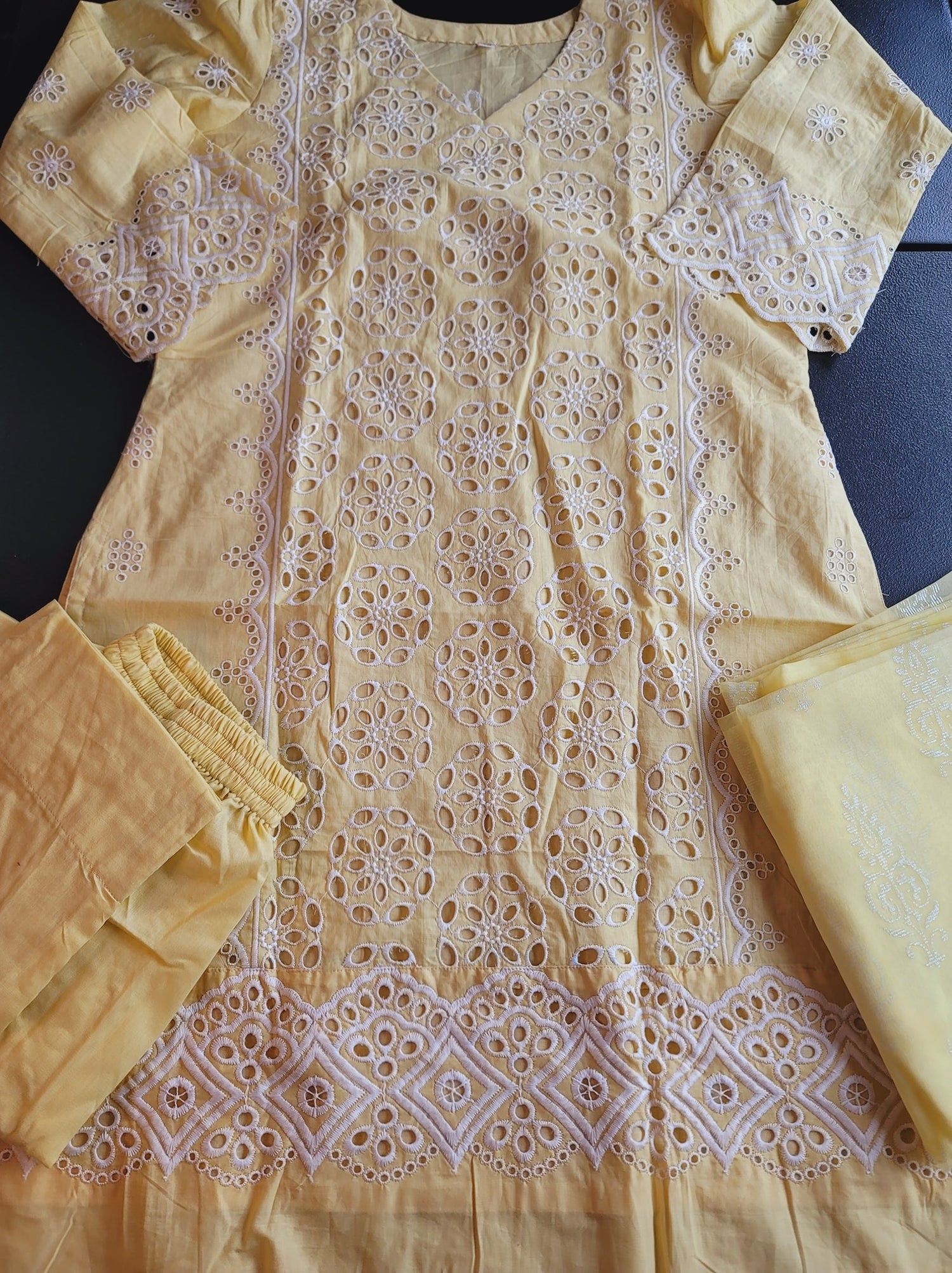 Indian Cotton Stitched Embroidery Suit Ready To Ship