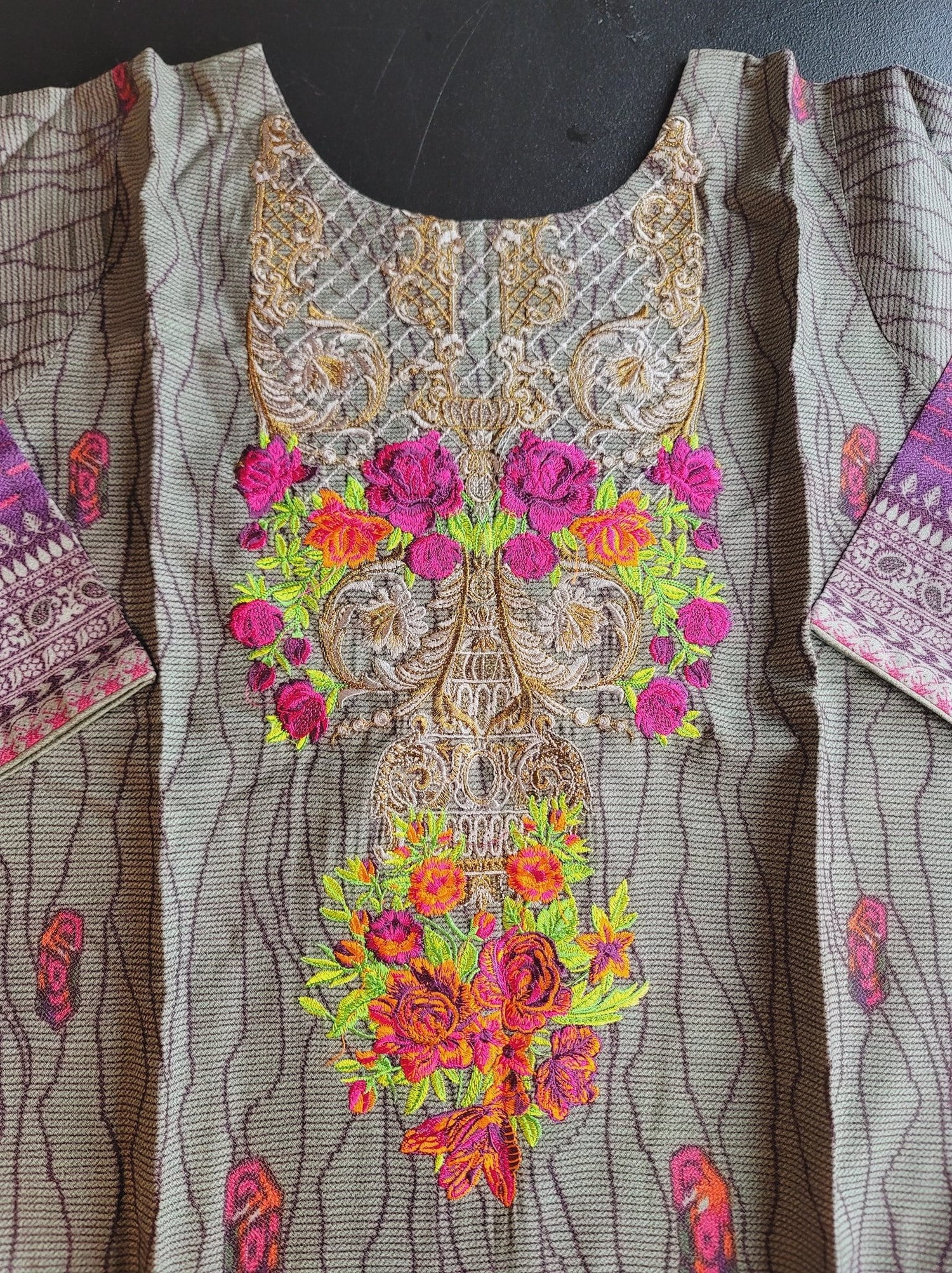 Pakistani linen Embroidered Salwar kameez Ready To Ship