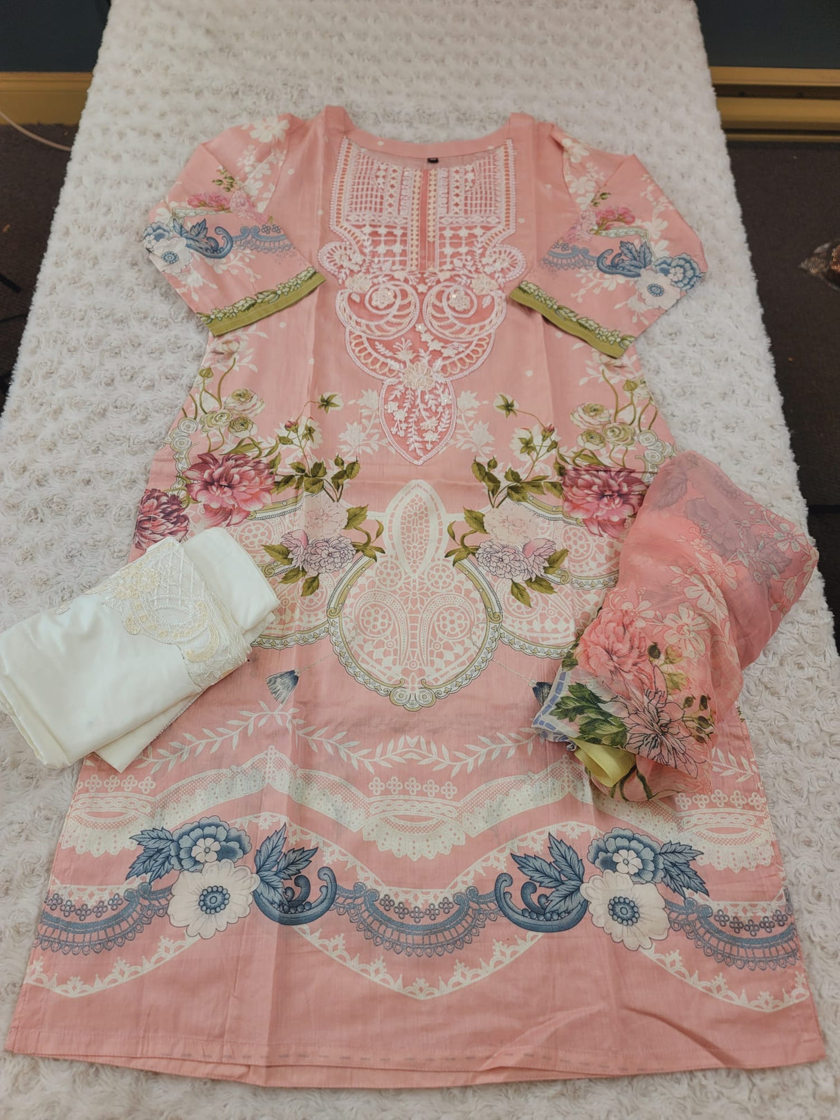 Indian Cotton Stitched Embroidery Suit Ready To Ship