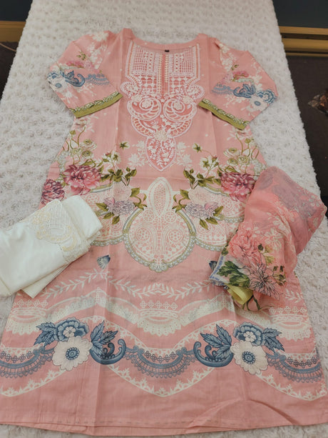 Indian Cotton Stitched Embroidery Suit Ready To Ship