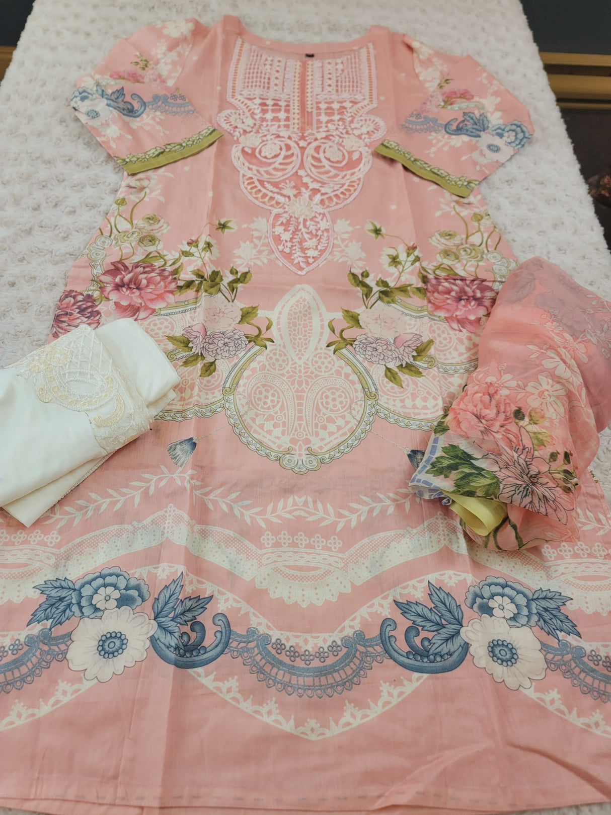 Indian Cotton Stitched Embroidery Suit Ready To Ship